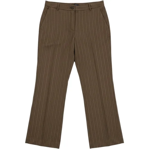 Brooks Brothers 346 Y2K Womens Brown Pinstripe 100% Wool Dress Pants Size 10 - Image 2