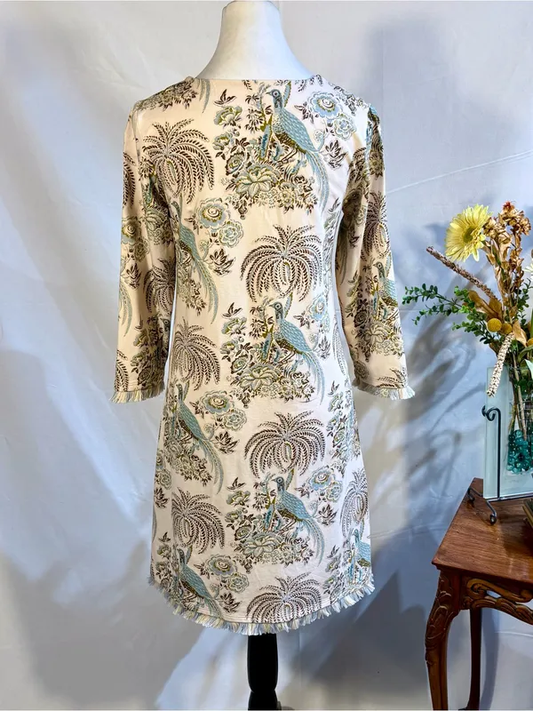 ☀️Spartina 449 Jane Peacock Palm Island Fringe Dress Peruvian Cotton Sz S🧡 - Image 8