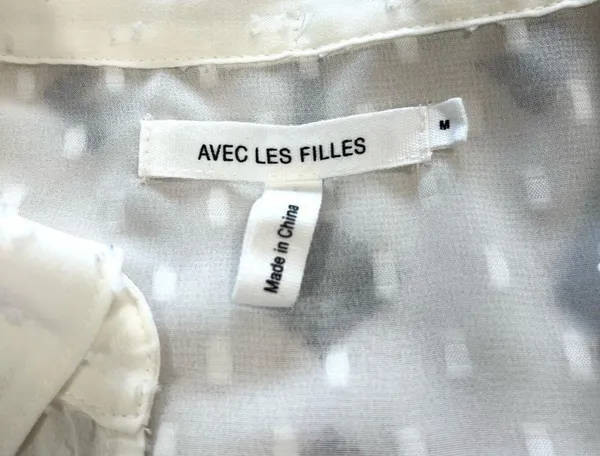 Avec Les Filles Sheer Textured Dot Tie Neck Blouse in Ivory Medium - Image 10