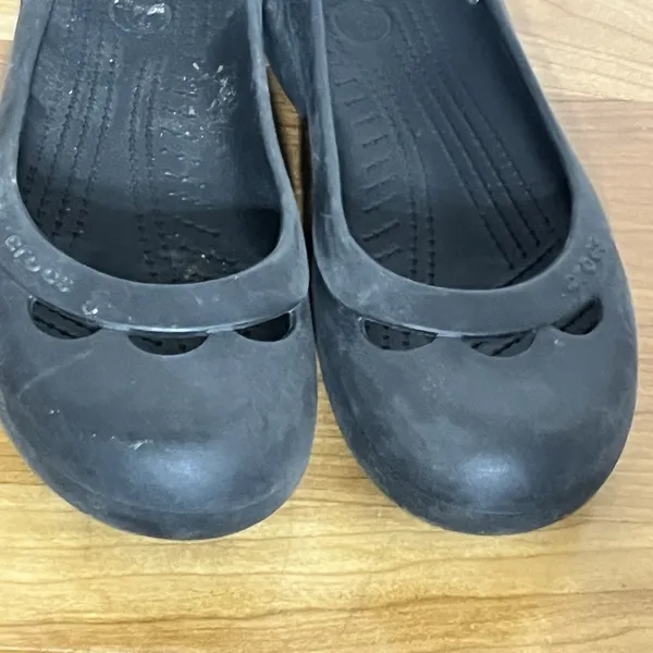 Crocs Size 9 Jayna Black Slingback Flat Slip On Shoes Sandals‎ Croslite Ballet - Image 9