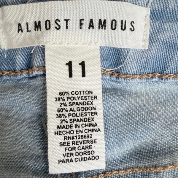 NWT Almost Famous 90s Jeans Juniors 11 Light Wash Sparkle Wide Leg Flare Baggy - Image 6