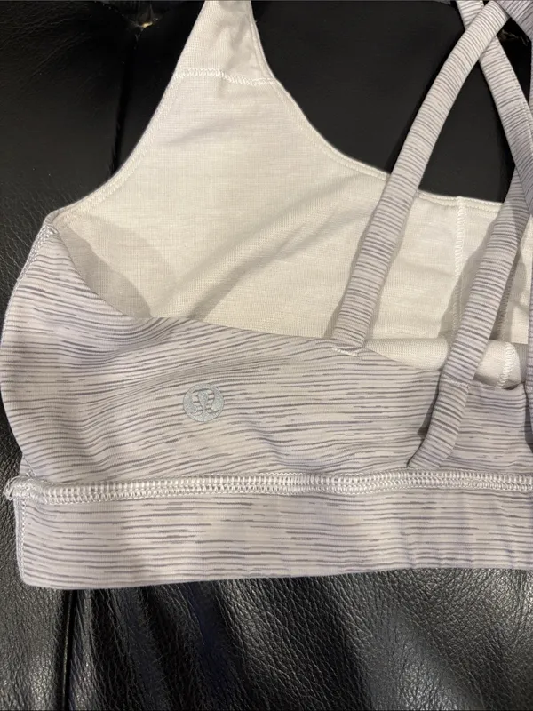 Lululemon Heathered Gray Stripe Energy Sports Bra - Image 2