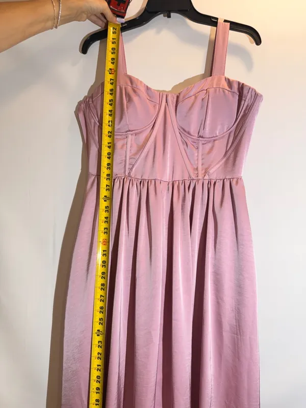 Aureta Showstopper Lilac Satin Corset Sweetheart Strappy Midi Dress Size L - Image 4