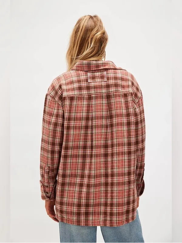 NWT! We The Free Brown, Rust & Pink Plaid Shirt Jacket - Image 2