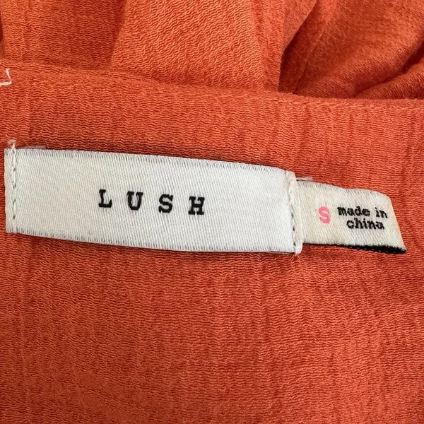 Lush Clothing Women's Maxi Dress Tie Back Size Small Orange Adjustable Straps Tiered Boho - Image 12