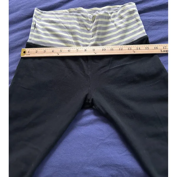 Mossimo Supply Co Womens Black Leggings Striped Fold Over Waist Size Medium - Image 4