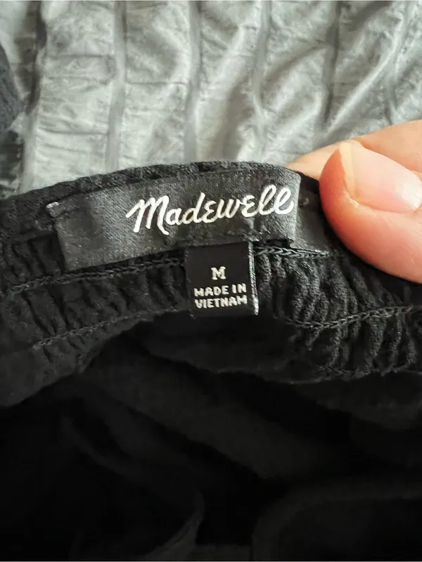 Madewell Black‎ Gauze Open Back Peplum Tie Long Sleeve Blouse - Image 9