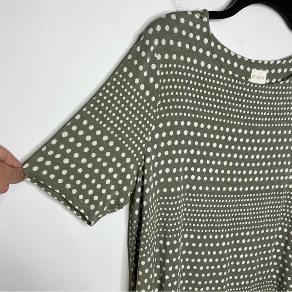 Chico’s green and‎ white top casual size 2 - Image 2
