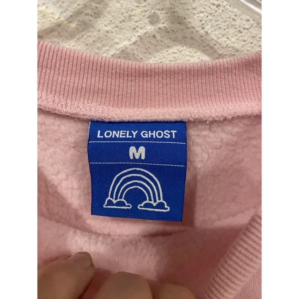Lonely Ghost Sweatshirt Womens Medium Pink Text Me When You Get Home Fleece - Image 4