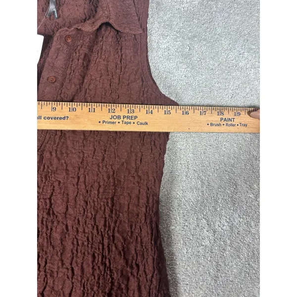 Anthropologie sleeveless textured mini shirt dress brown NWT Liner Collared Xs - Image 8