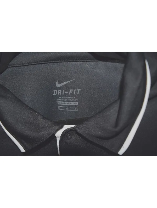 Nike Dri-Fit Black Golf Polo Shirt White Trim Size XL Short Sleeve White Piping - Image 3