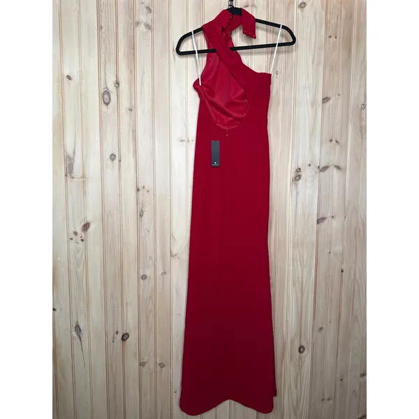 NWT Lulus Keep It Interesting Red Asymmetrical Cutout Halter Maxi Dress Party XS - Image 6