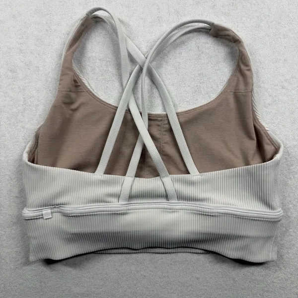 Lululemon Energy Longline Ribbed Sports Bra Women’s Size 8 White Medium Support - Image 2