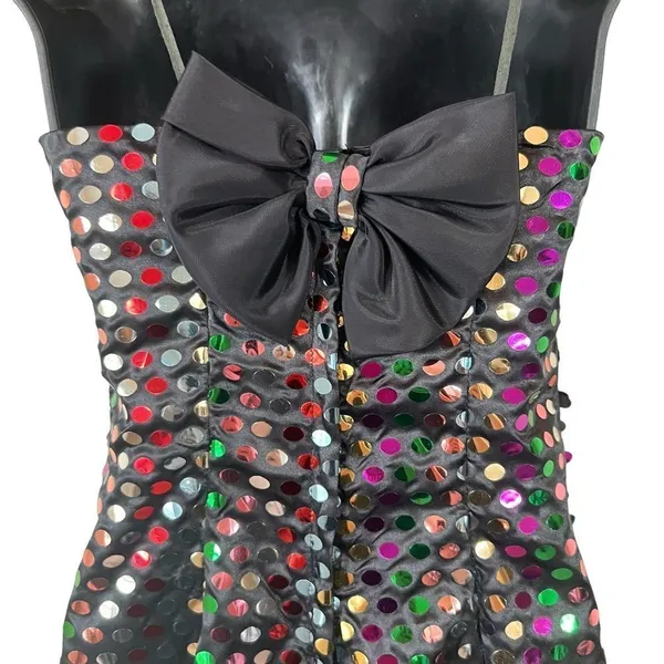 Vintage 80s Nadine Rainbow Swiftie Disco Ball Sequin Strapless Mini Dress - Image 14