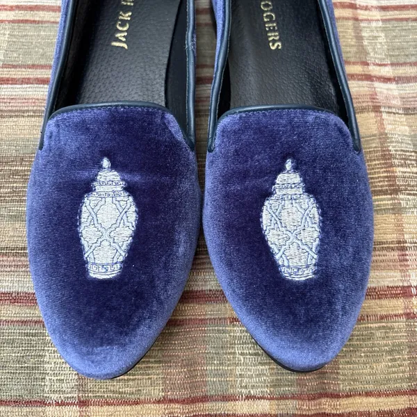 Jack Rogers Women's Navy Velvet Loafers - Image 2