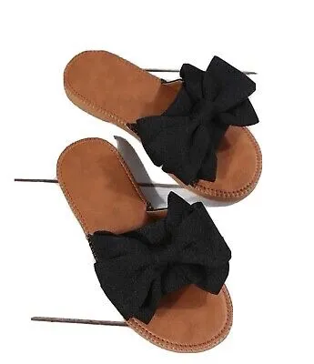 Black open peep toe sandals with bow detail - Image 2