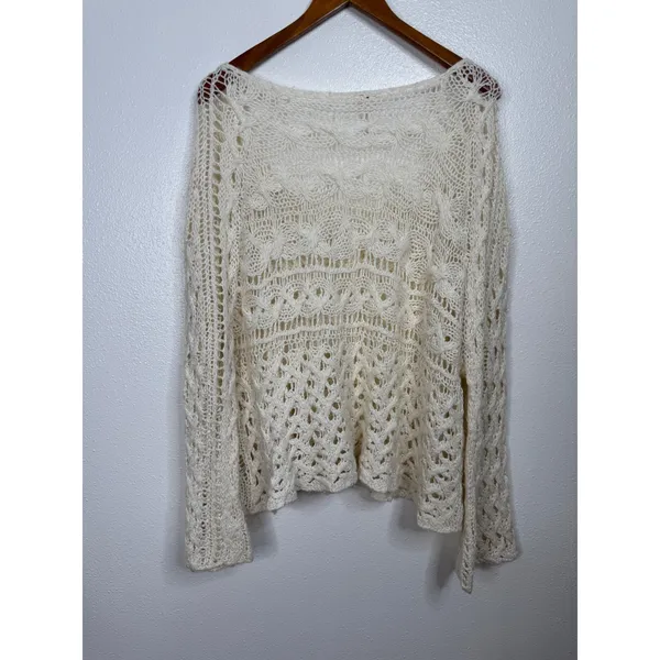 Free People‎ Pegasus Cream Sweater Size Medium - Image 4