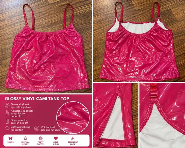SHEIN Red Vinyl Latex-Look Cami Top with Side Zipper - Image 2