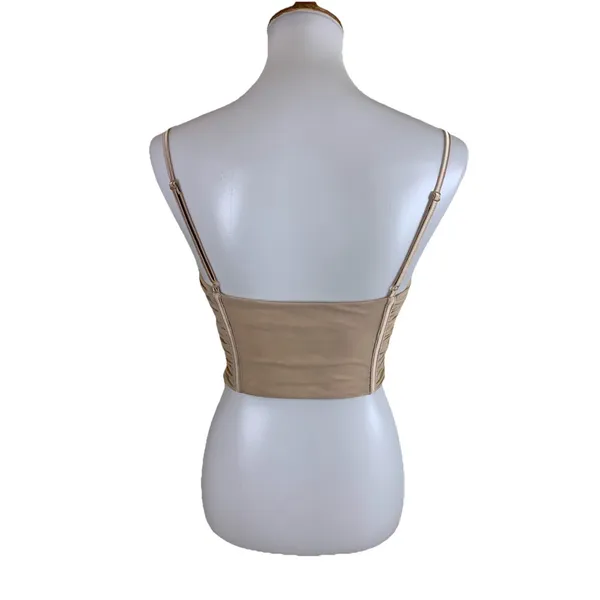 Salty‎ Beige Ruched Cowl Neck Crop Top Y2K Going Out Medium - Image 3