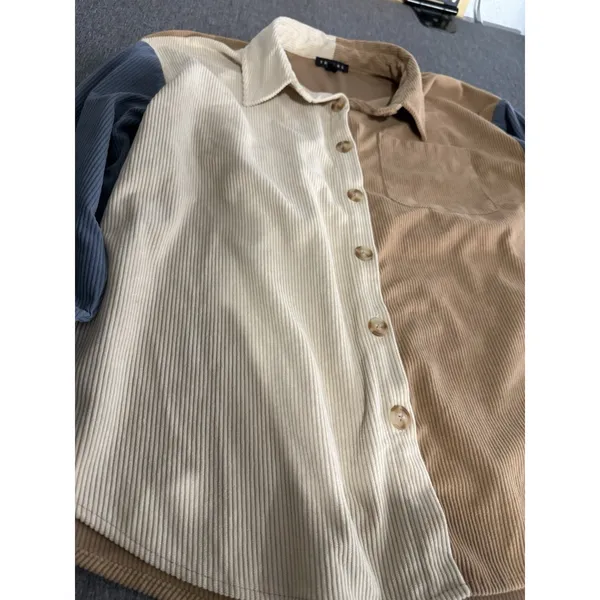 Tribal Colorblock Corduroy Button Down Shirt Sz S Country Shacket Fall - Image 2