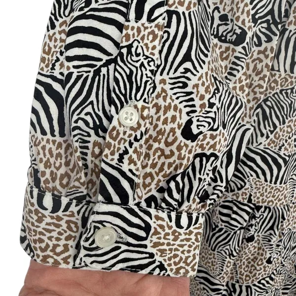 J.Crew Animal Print Novelty Zebra Leopard Long Sleeve Tiered‎ Mini Dress Size XS - Image 12