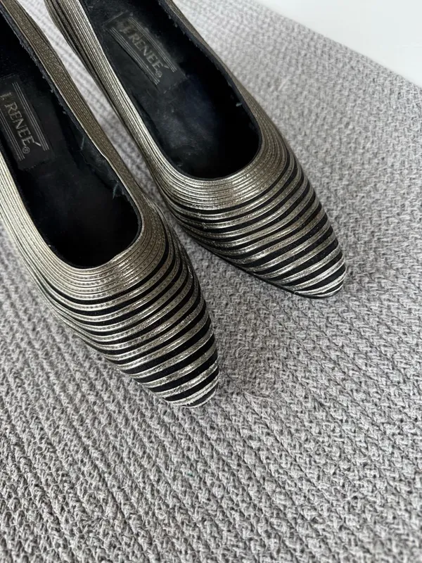 Vintage 80s 90s J. Renee Gold Silver Metallic Pumps Heels Size 8 - Image 8