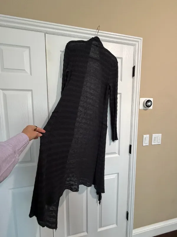 FREE PEOPLE Sheer Stripe Duster Long Line Open Cardigan Sweater - Size XS - Image 7