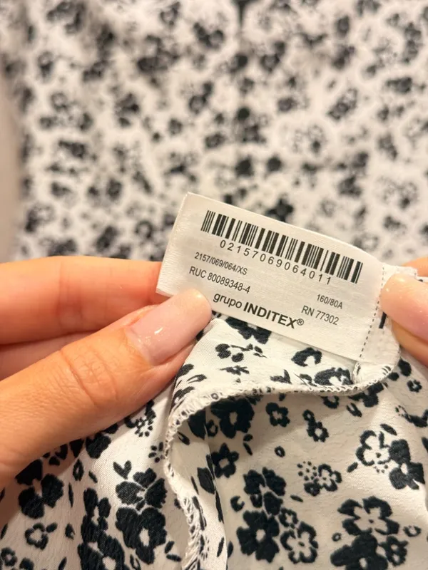 Zara Black White Floral Button Front Spaghetti Strap Midi Slip Dress Size XS - Image 4