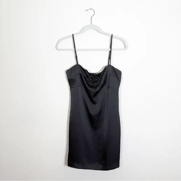 NWT NIA Rosa Mini Dress Satin Black Size Medium - Image 5