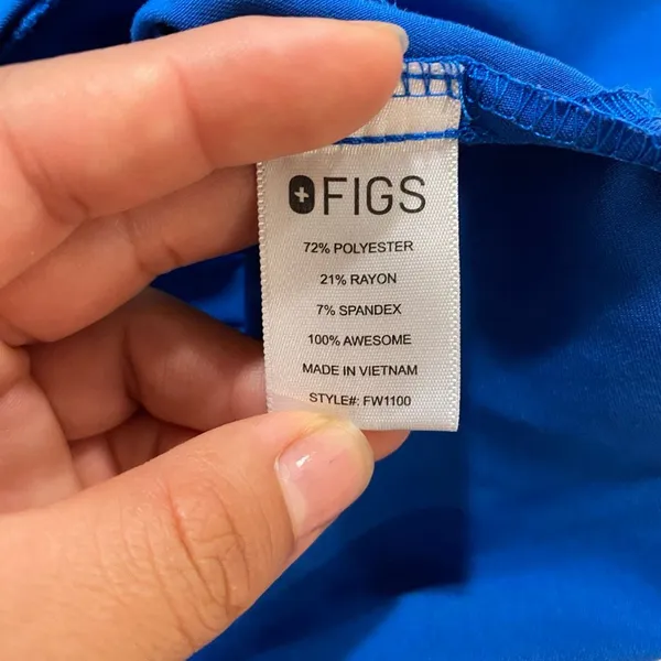 FIGS Scrub Top Medium Royal Blue V Neck Medical Nurse Stretch Pockets - Image 8