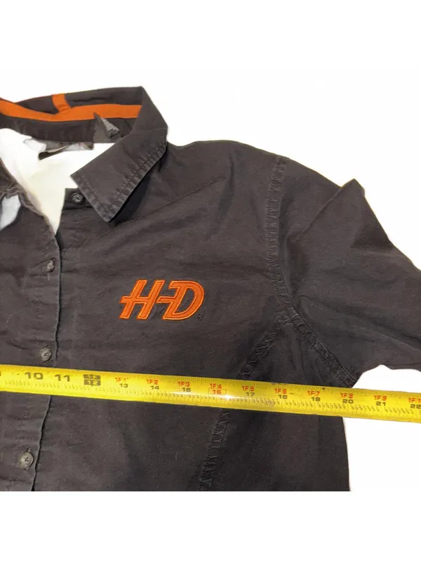 Harley-Davidson VtG Y2K Womans XL Embroidered Button-Up Shirt HD Logo - Image 7