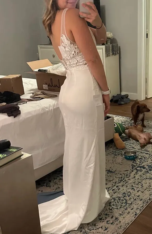Lulus New Precious Promise White Satin Embroidered Lace Mermaid Maxi Dress - Image 9