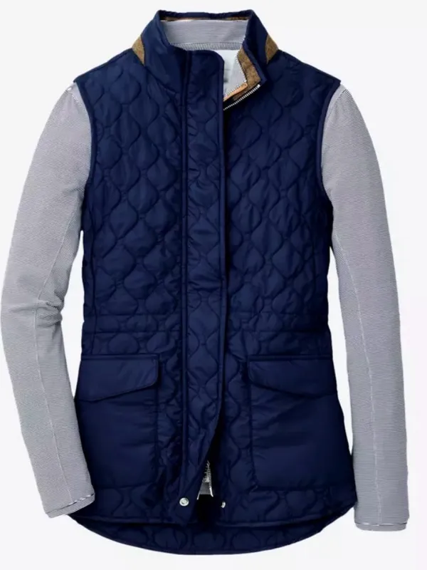 NWT Peter Millar Addison Quilted Travel Vest Navy M Medium Golf *CC customized* - Image 3