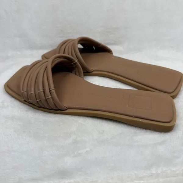 Dolce‎ Vita Clear Tan Padded Multi Strap Square Toe Flat Slide Sandals Est 11 - Image 7