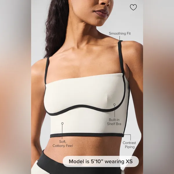 Alo Yoga NWT Airbrush Streamline Bra Tank Top Ivory Black Size S - Image 5