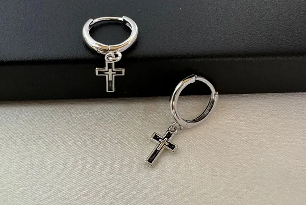 Cross Dangle Drop Earrings for Men Women,Streetwear Punk Hip Hop Unisex Style - Image 3