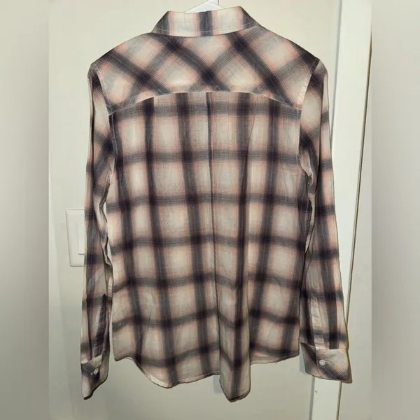 Rails Cotton Button Down Plaid Western Long Sleeve Shirt Small Purple‎ - Image 2
