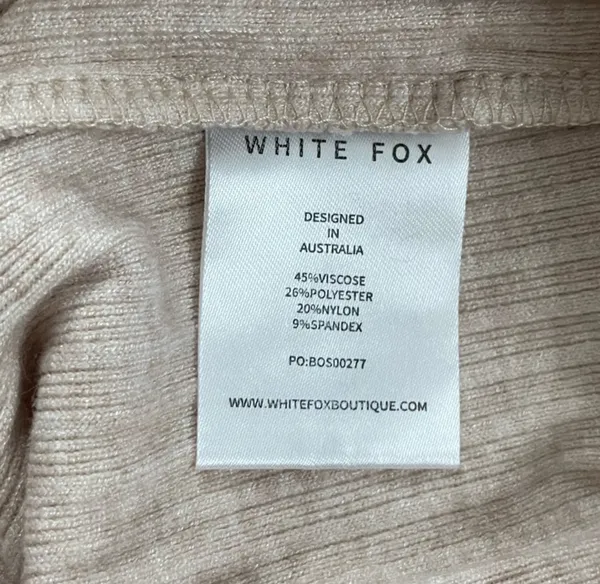 White Fox Ribbed Bodycon Cream Maxi Skirt - Image 4