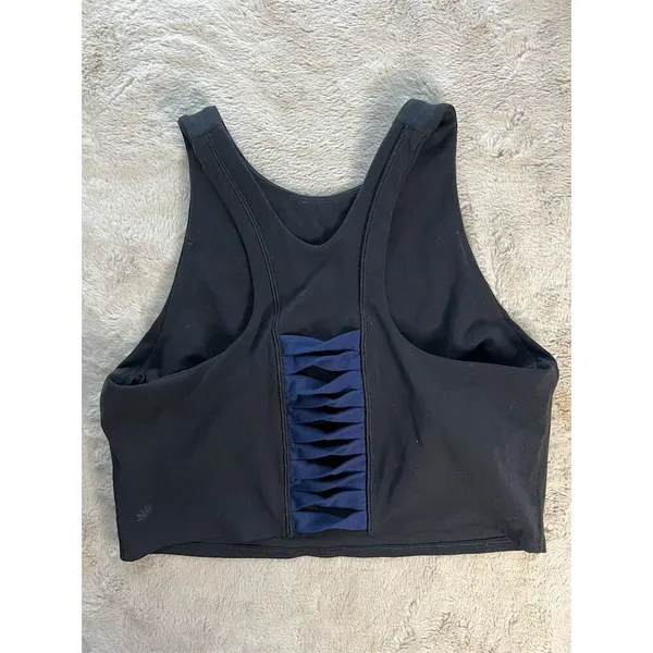 Athleta Black Cropped Tank Top Standard M High Neck Racerback Yoga Gym - Image 2