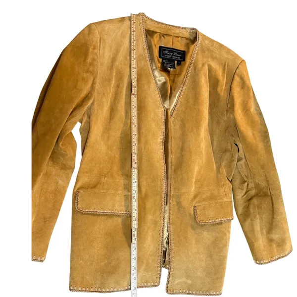 Terry Lewis Classic Luxuries Suede‎ Leather Pant Suit Blazer Set Camel Tan Sz L - Image 14