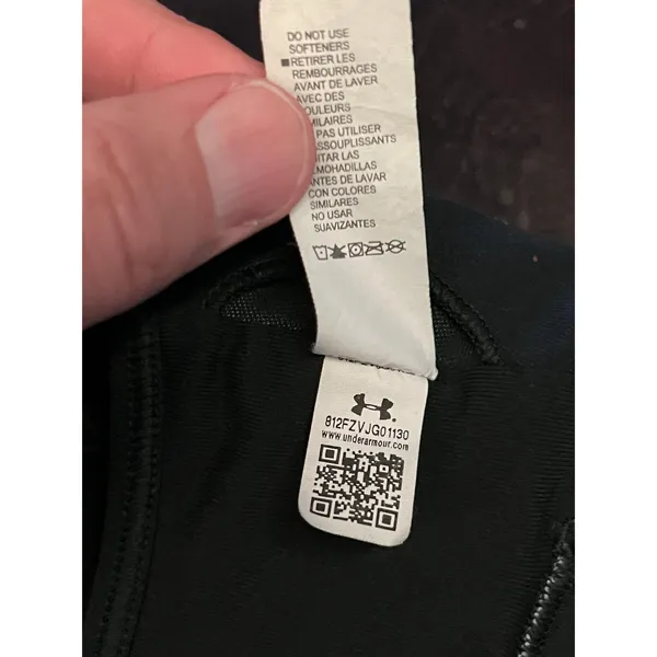 Under Armour Sports Bra Womens Small Black Print Racerback Padded Stretch - Image 10