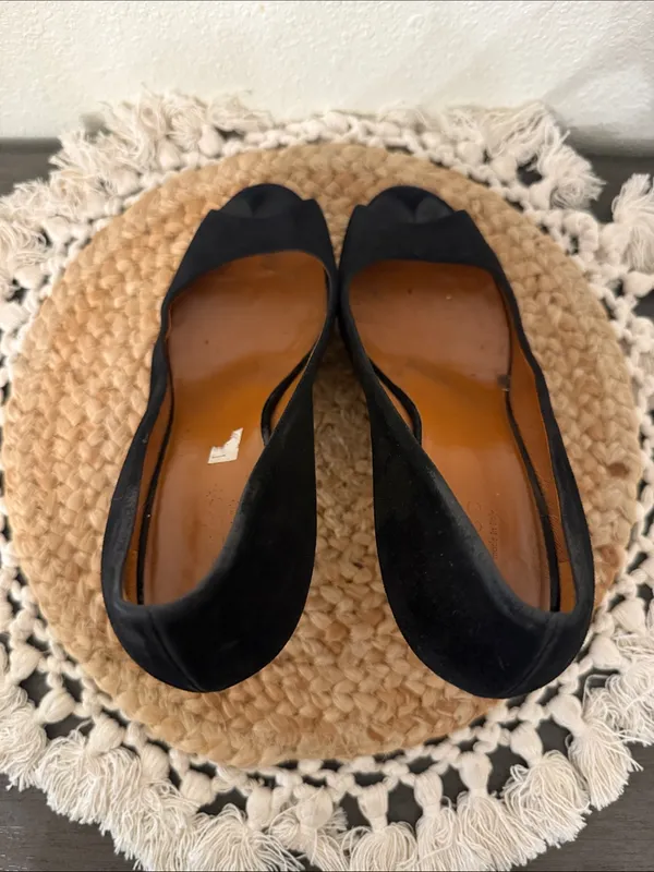 Gucci Black Suede‎ Peep Toe Platform Stiletto Pumps Heels Size 37 - Image 5