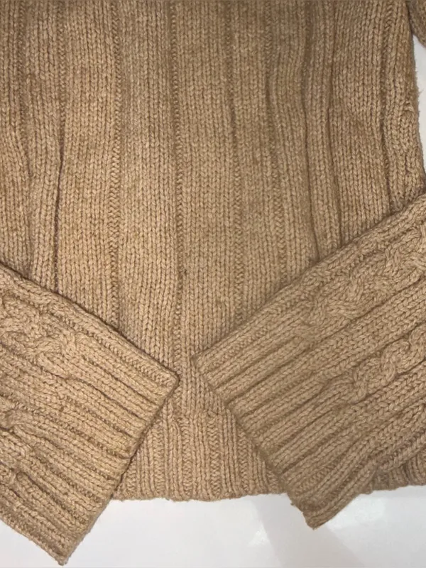 Fisherman's Sweater Cardigan Cotton Wool Size S Chunky Cropped - Image 11