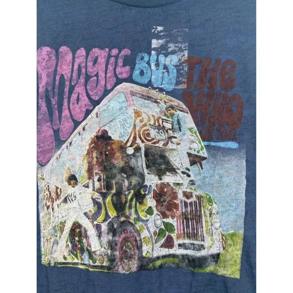 The Who Magic Bus Tour Womens‎ Large Blue Burnout Semi-Sheer Fitted TShirt NEW - Image 3