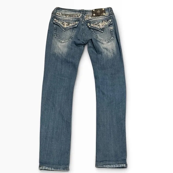 Miss Me Embellished Bling Bootcut Jeans Low Rise 28x34 (28x30) Western Y2K BKE - Image 3
