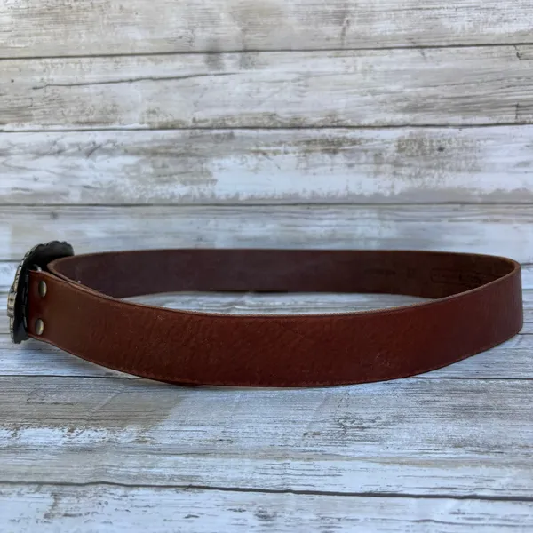 VTG Fossil Leather Belt‎ Brown Sz M Rhinestone Embellished Cowgirl Western y2K - Image 9