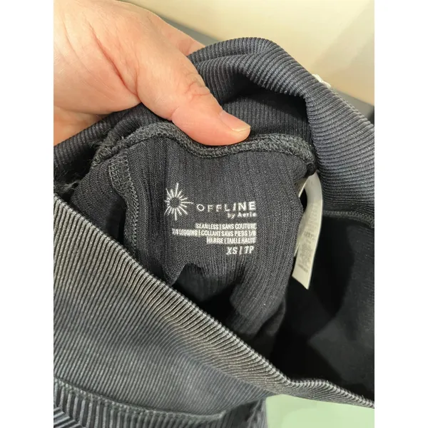 Offline by Aerie Big Chill Seamless Cable‎ Knit Ribbed LeggingTrue Black Sz XS - Image 6