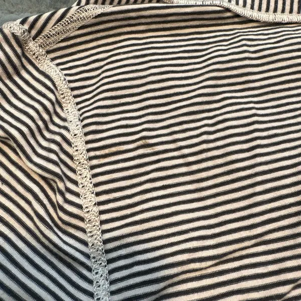 Lululemon Striped V Neck Tee Pima Cotton Black Cream Short Sleeve - Image 9