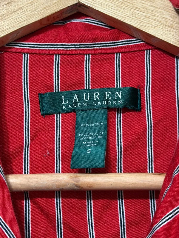 Ralph Lauren Striped Pajama Button Shirt Dress Size Small Red Christmas Holidays - Image 3