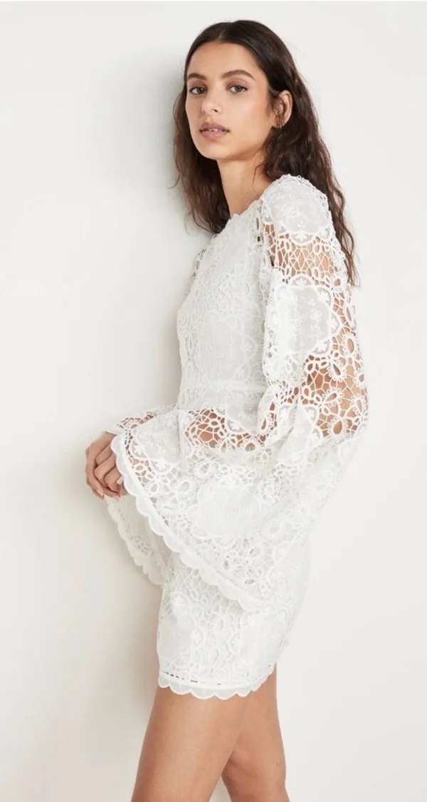 Alice McCALL Berwyn Diamond Veins Anthropologie BHLDN Porcelain White Lace Dress - Image 3